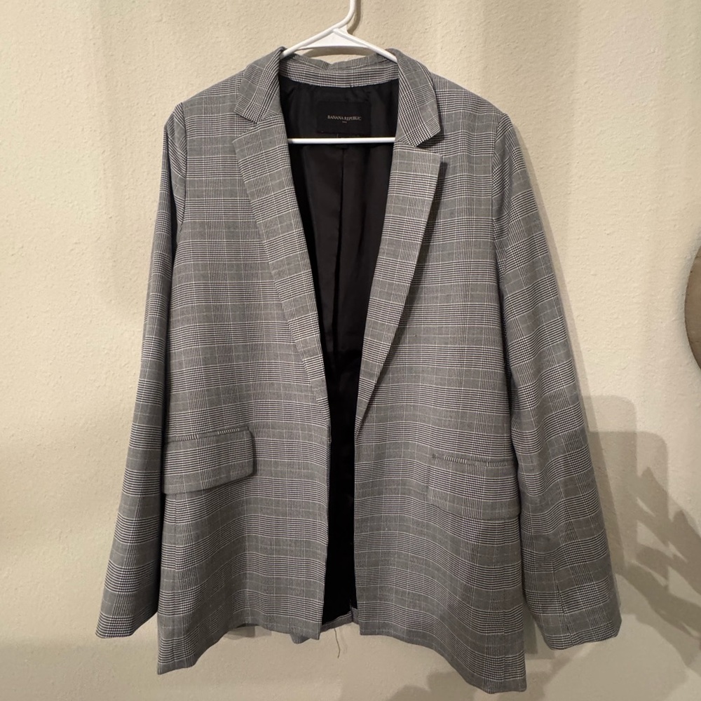 Banana Republic Gray Plaid Blazer